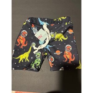 Wrecked and Worthy Boutique Boys Space Dinosaur Swim Trunks Black 3T Fits Small